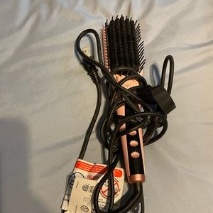 Hair straightener brush